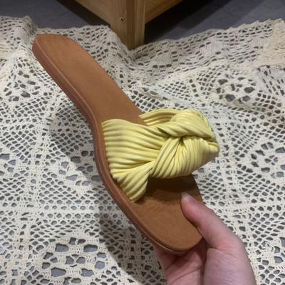 Damen Hausschuhe Sommer neue flache Unterseite Einwort Sandalen leichte Außenbekleidung lässige Strand Damenschuhe Indoor Home Sandalen