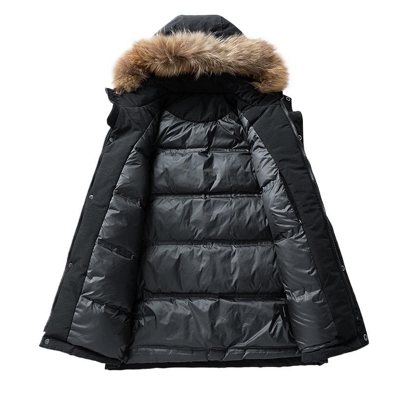 Winter Men's Windproof Hooded Parka with Fur Collar - Thick Warm Down Jacket for Outdoor Wear