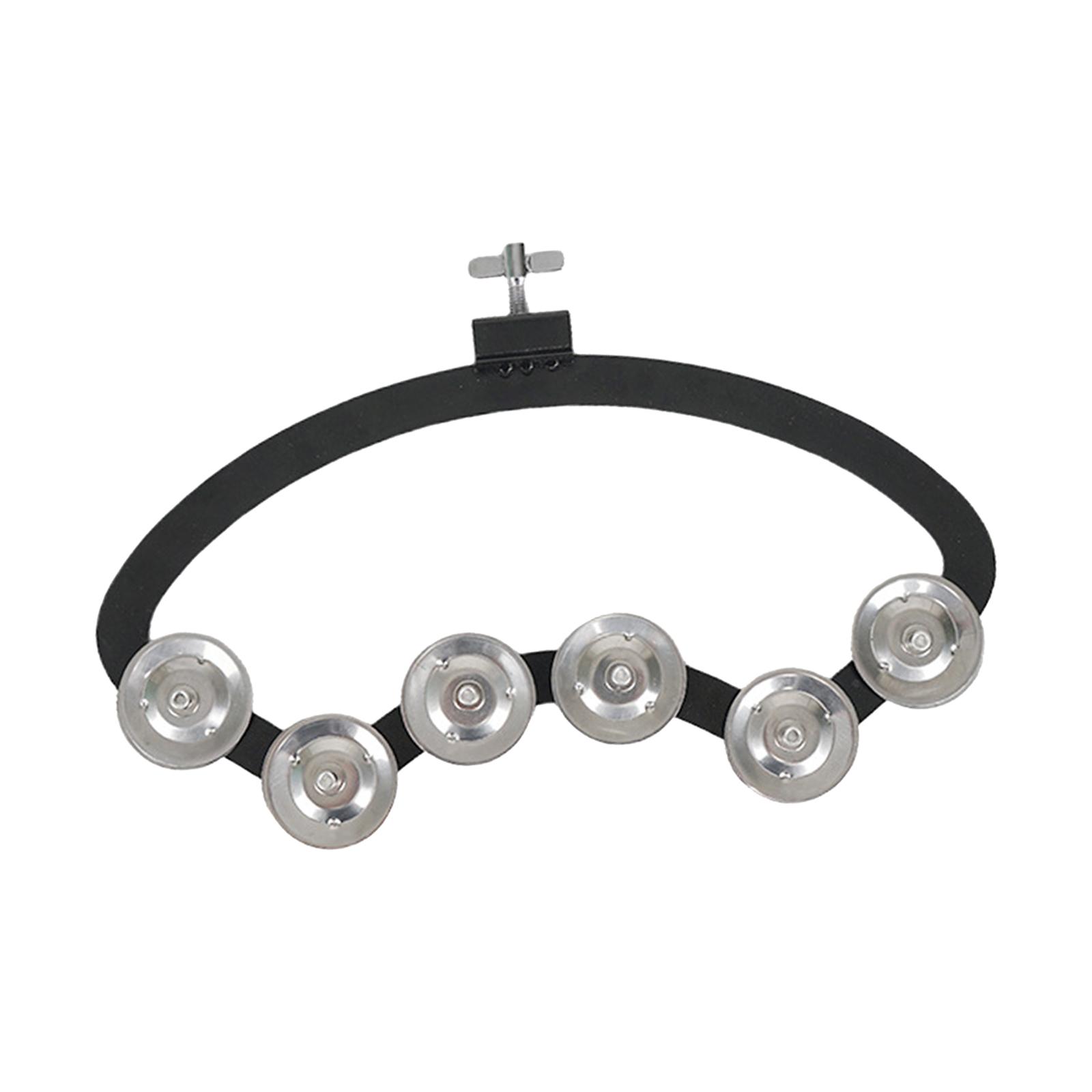 Бубен для барабанной установки Бубен для хай-хэта для барабанщиков Ручной колокольчик Погремушка Вечеринка Однорядный Легко устанавливаемый Ручной ударный инструмент