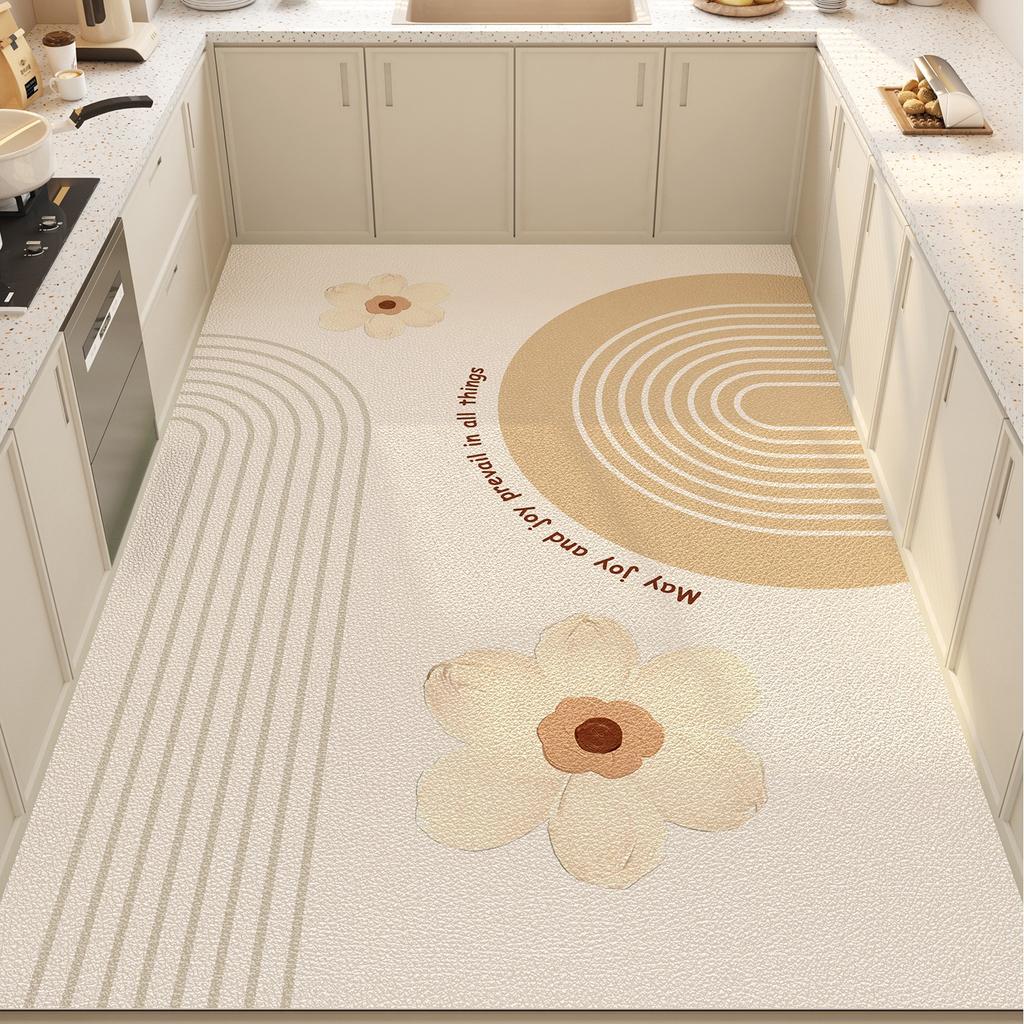 Kitchen Floor Mat Waterproof Non-slip Oil-proof Stain-resistant PVC Leather Rug Easy To Clean Home Carpet Alfombra
