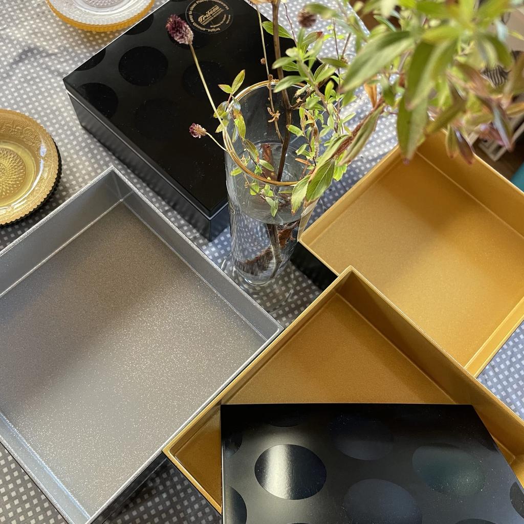 Tradition Acoustic TRIBECA 3-Tiered Jubako Box, Black/Gold Dot Design, 18cm, Made in Japan