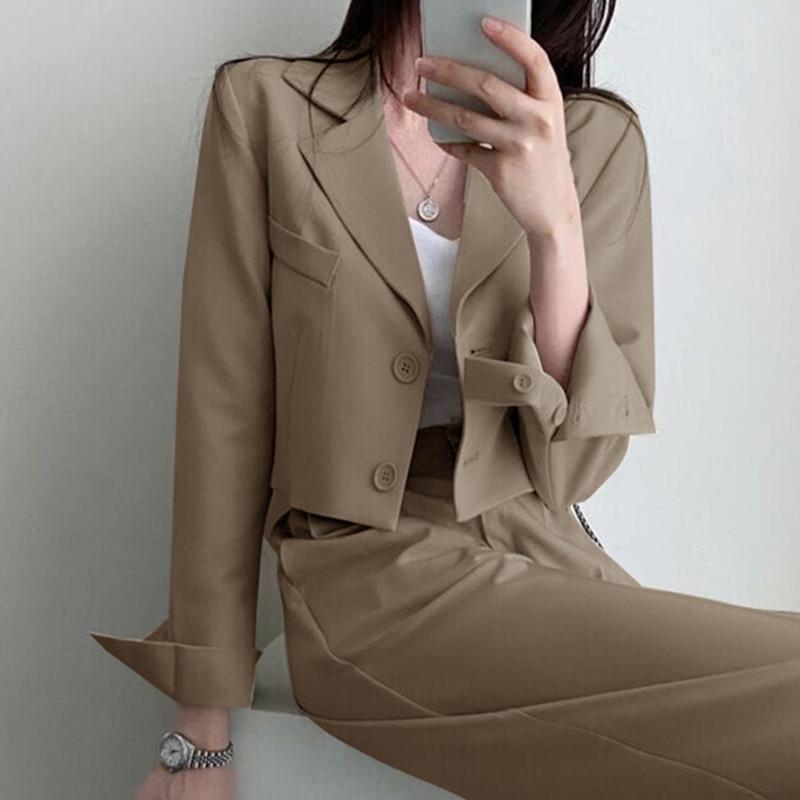 

Women s Korean Style Petite Black Blazer Two-Piece Suit XXXL