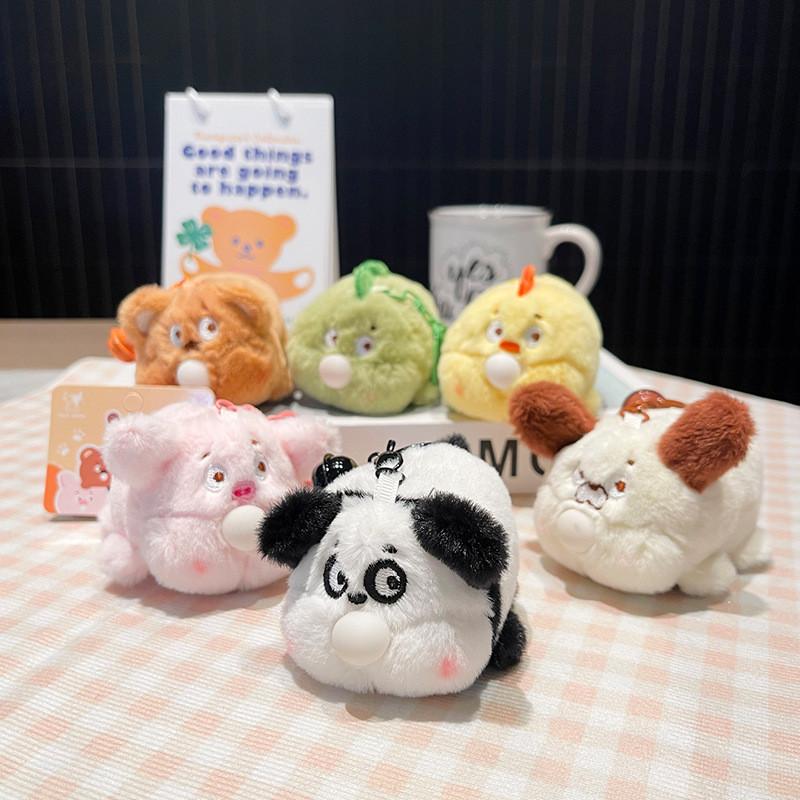 Pig Panda Chick Puppy Blow Bubbles Plush Keychain Function Kids Accessories Gift