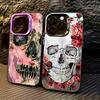 Luxury Skull Rose Cartoon Phone Case for  Mi 14T 14 13 12 12T 11 Lite Poco X6 F6 F5 X5 M6 Pro 4G 5G Laser Silver Cover