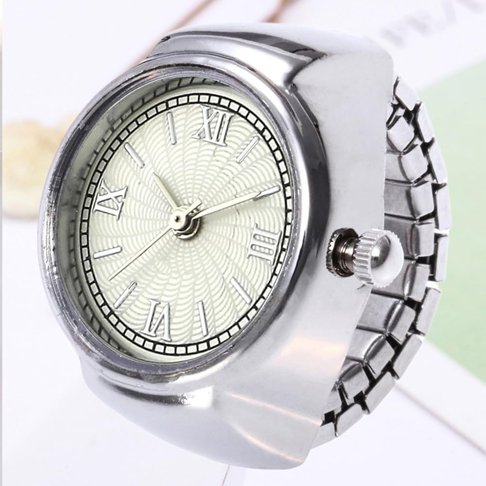Stainless Steel Link Ring Watch Unisex Analog Fashion Accessory Lightweight Alloy Case Battery Operated Casual Use