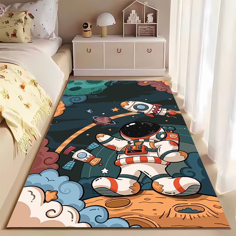 Astronaut and Rocket Pattern Creative Carpet Suitable for use as an anti-slip game mat for living room and bedroom sofas