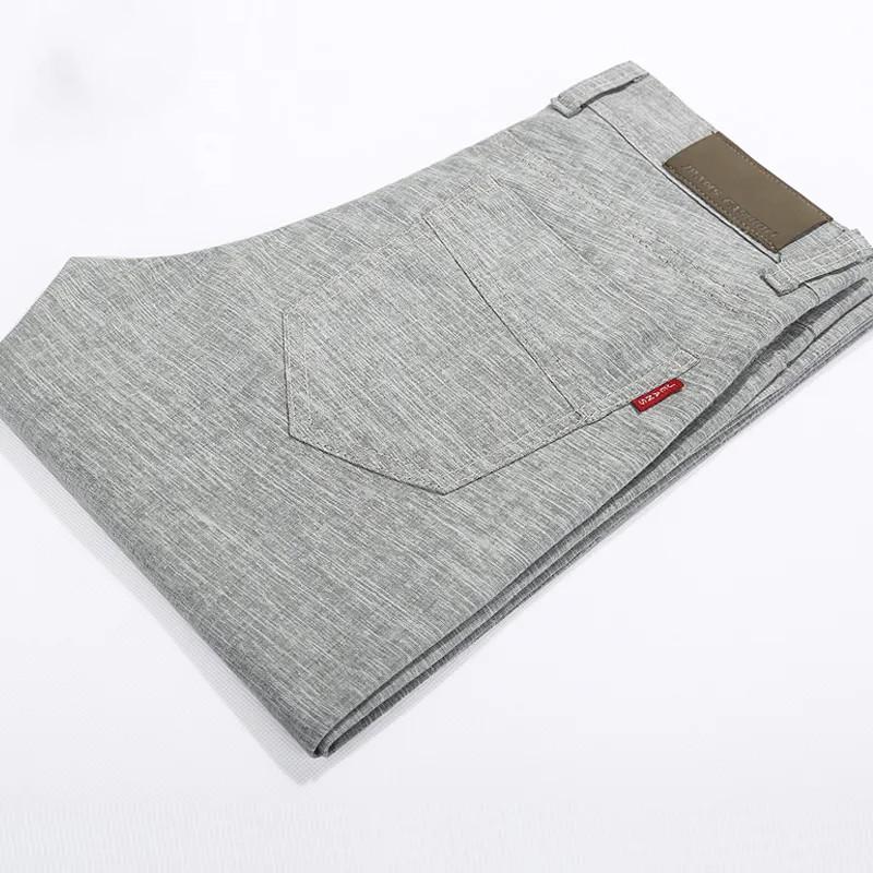 Men Summer Slim Thin Cotton Linen Trousers For Youth Straight Cotton Linen Leg Casual Pants