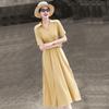 Lanseer V-Neck Short Sleeve Commuter Dress