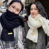 Couple Style Korean Style Solid Color Knitted Wool Scarf for Women Autumn and Winter Harajuku Style Thickened Warm Student Versatile Scarf