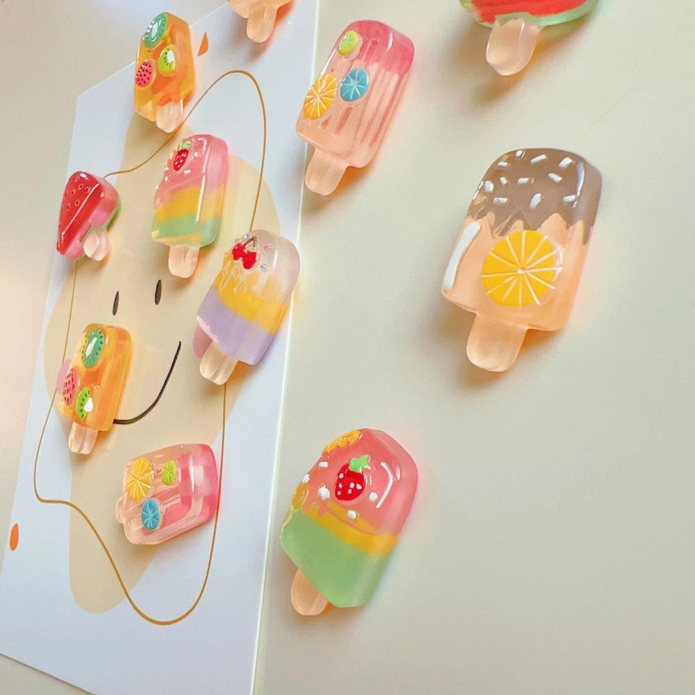 6pcs  Fridge Set] 6pcs Set of Fruit & Ice Cream Fridge  Strawberry, Watermelon DesignsThere is no double-sided tape.