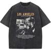 Oversized Graphic Tshirts for Men Acid Wash Los Angeles Vintage Tees Streetwear Baggy Cotton Shirts Casual Tops