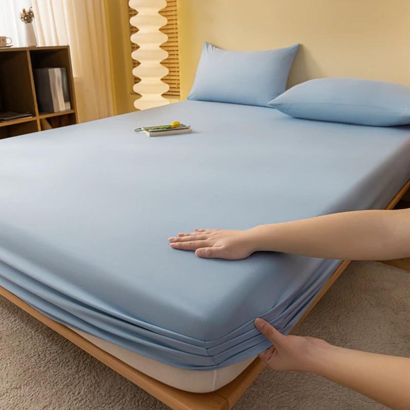 1PC Bed Sheet Elastic Fitted Sheet Mattress Cover Couple Bed Linen Bedspread With Elastic Band Bed Sheet Solid Color Mattress Cover