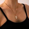 New 18K Gold Stainless Steel Diamond-Encrusted Necklace with White Shell, Non-Fading Versatile Necklace, Titanium Steel Jewelry