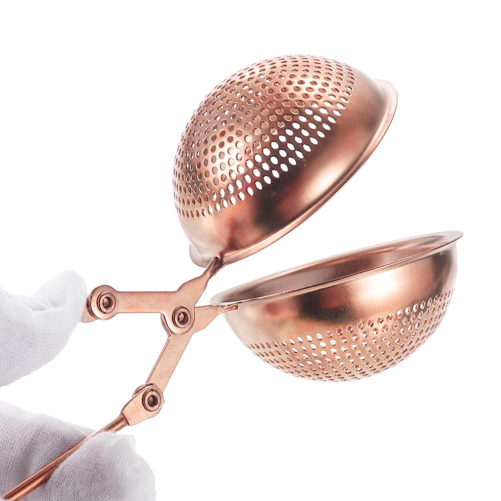 uxcell 1-Piece Snap Tea Ball Infuser with Handle, Loose Tea Steeper, Stainless Steel Tea Strainer for Loose Leaf Tea, Rose Gold