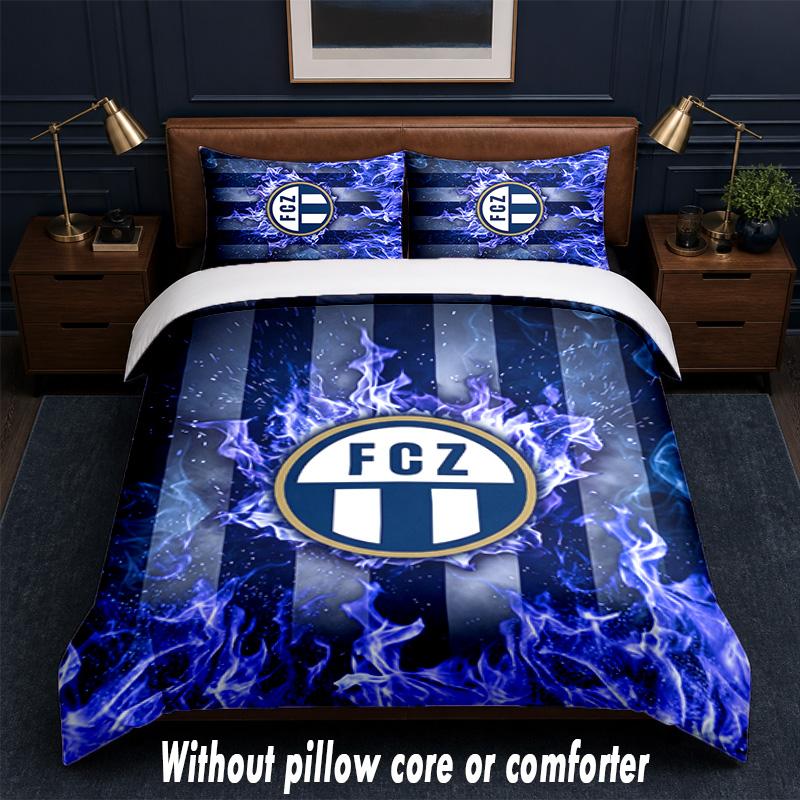 FC Zürich Design Bed Bedding Set 1 Duvet Cover + 2 Pillowcases Soft Breathable Household Bed Linens