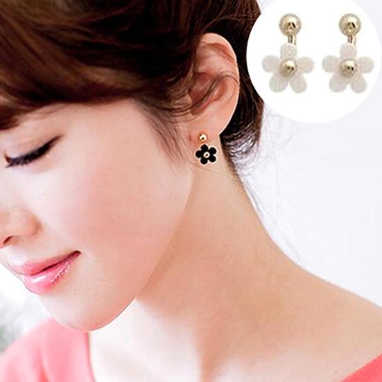 1 Pair Ear Studs All-match Accessories Flower Alloy Double Side Earring for Party