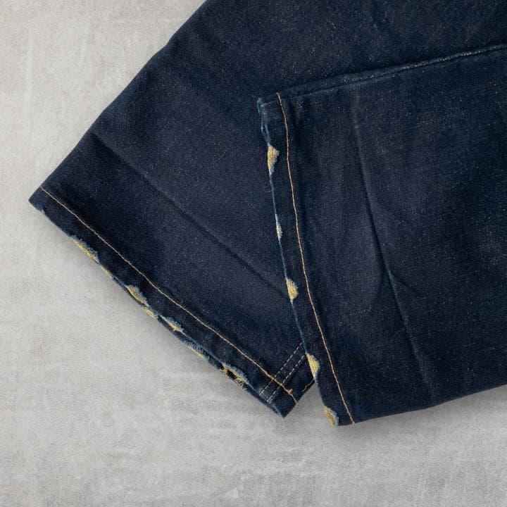 Used Roen Gold thread lining crushed denim skull skull grunge big brother gal man
