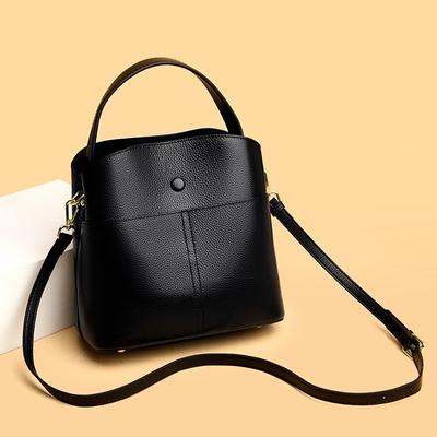 Umhängetasche aus echtem Leder für Damen, Mini-Eimer, einfache Tasche, große Kapazität, Umhängetasche für Damen