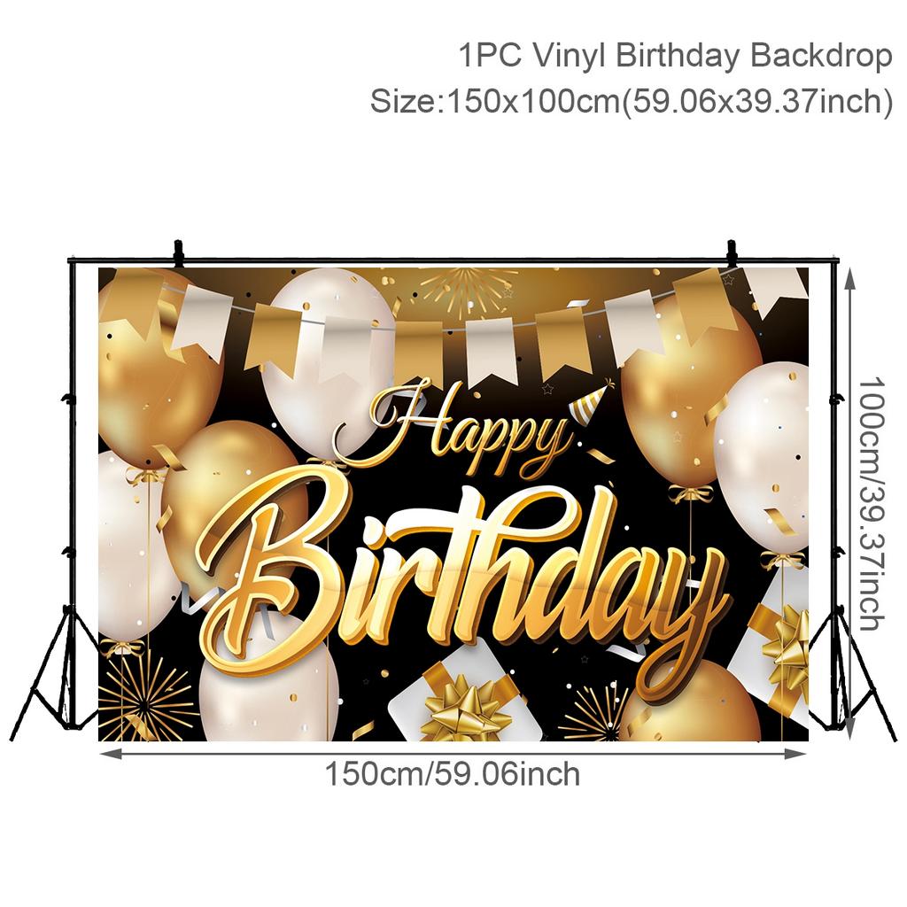 Black Gold Birthday Table Runner 30 50 Birthday Tablecloth Balloon Party Decoration For Home Backdrop Wedding Adult Anniversary