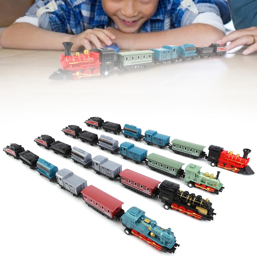 4 Sets Trains Toy Pull Back Steam Trains Model Set Assorted S for Children( Model)