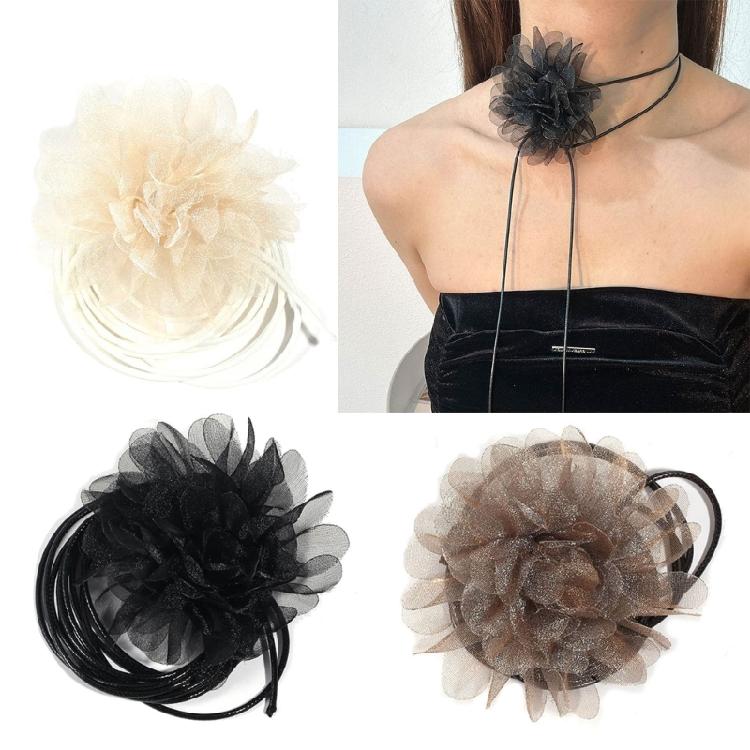 Rose Choker Necklace with Big Flower Fashionable Accessories for Women Girls