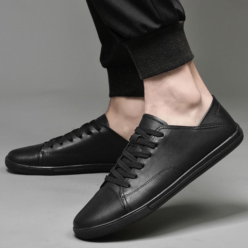 Men's Shoes Large Size Men's Heels Can Be Stepped On Small White Shoes Breathable Board Shoes Foreign Trade Cowhide Surface Small Size Casual Shoes