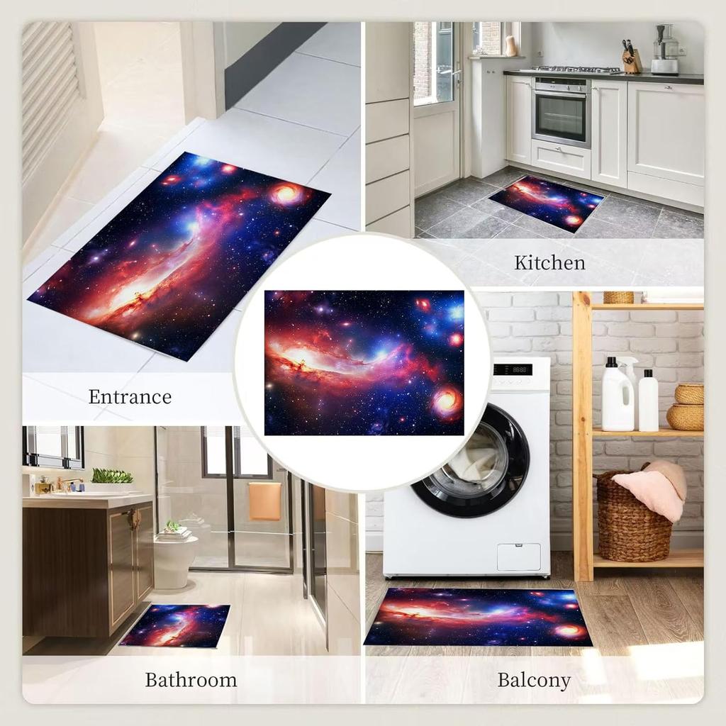 Washable Area Rugs for Living Room Bedroom,Vast Cosmic Landscape Non Slip Rug,Low Pile Soft Fantastic Nebula Indoor Floor Carpet
