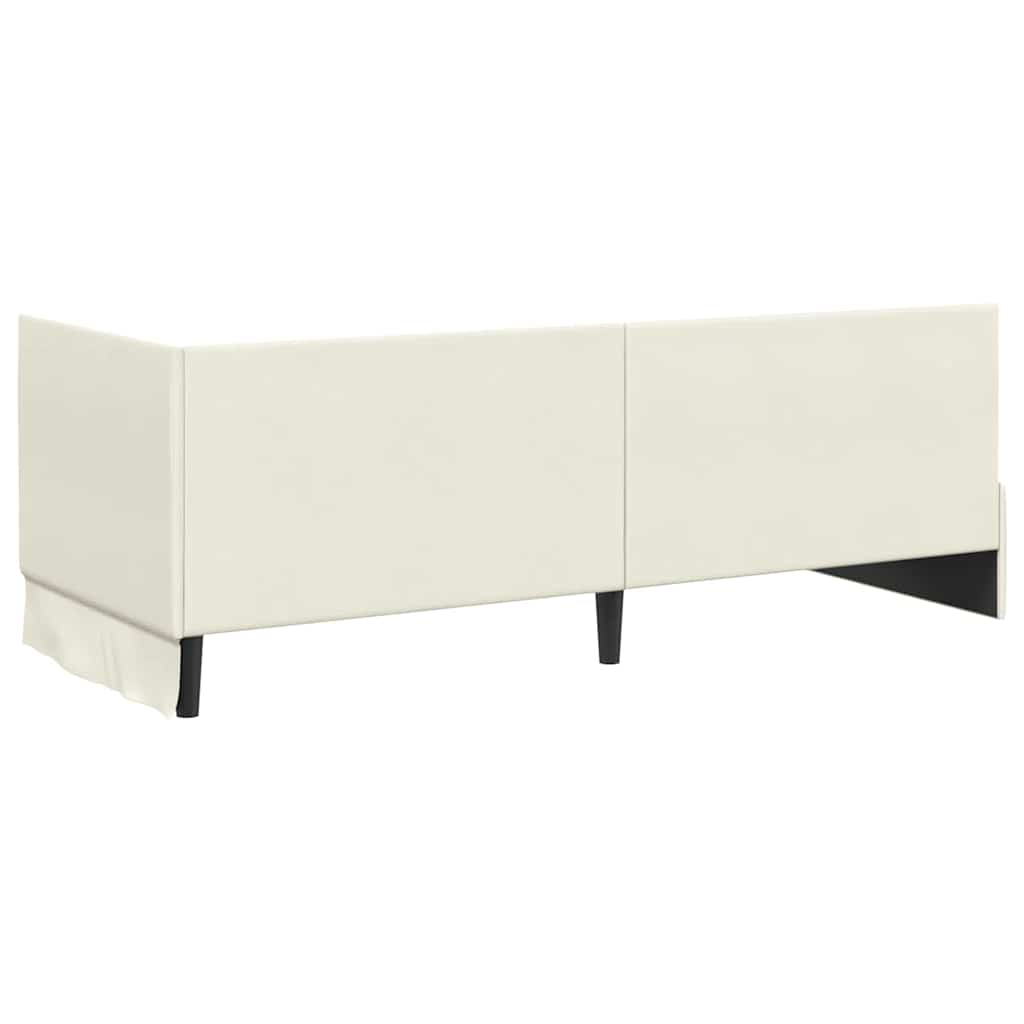 Corner Bed Frame Cream 80 X 200 Cm Velvet