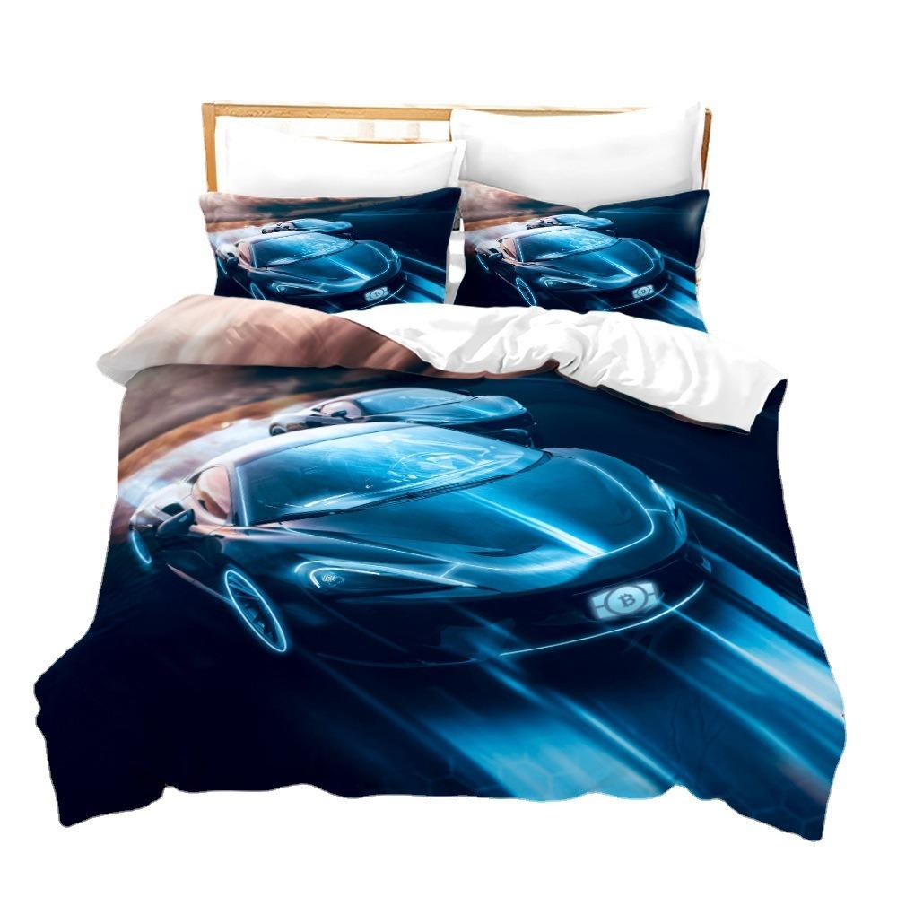 Luxury Car Duvet Cover Set Cartoo Bedding Set for Kids Boys Polyester Bedding Set King Size