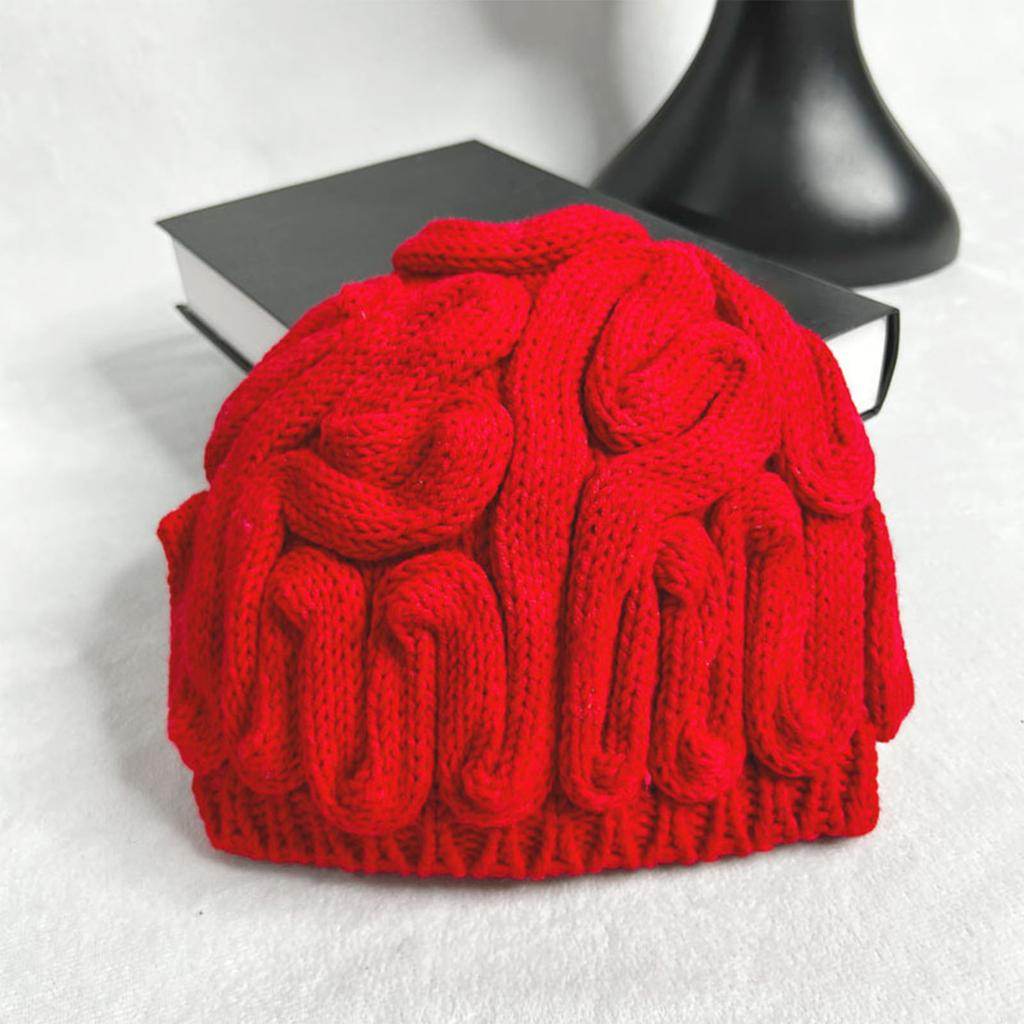 Novelty Knitting Cerebrum Hat for Female Warm Skull Hat Windproof and Comfortable Fashion Outdoor Skull Caps for Casual
