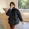 Stand-up collar down cotton clothes women's short new loose horn buckle cotton clothes bread clothes jacket