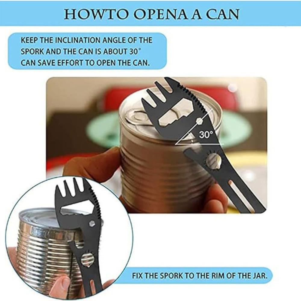 10 in 1 Multifunctional Outdoor Camping Survival Fork and Spoon Kitchen Multifunctional Wrench Bottle Opener Spoon