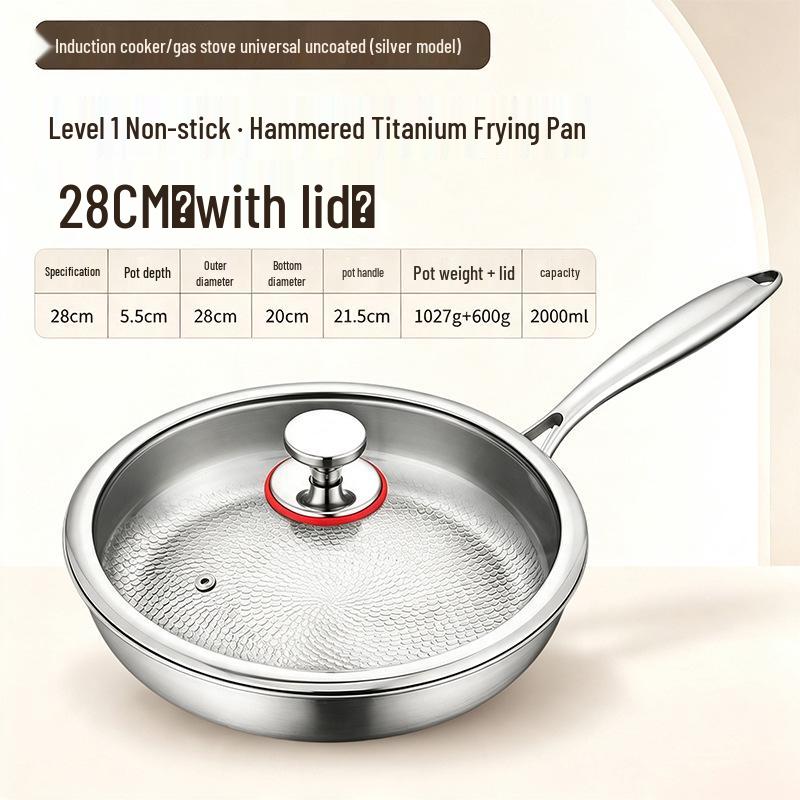 High-End Hammered Titanium Frying Pan, No-Coating