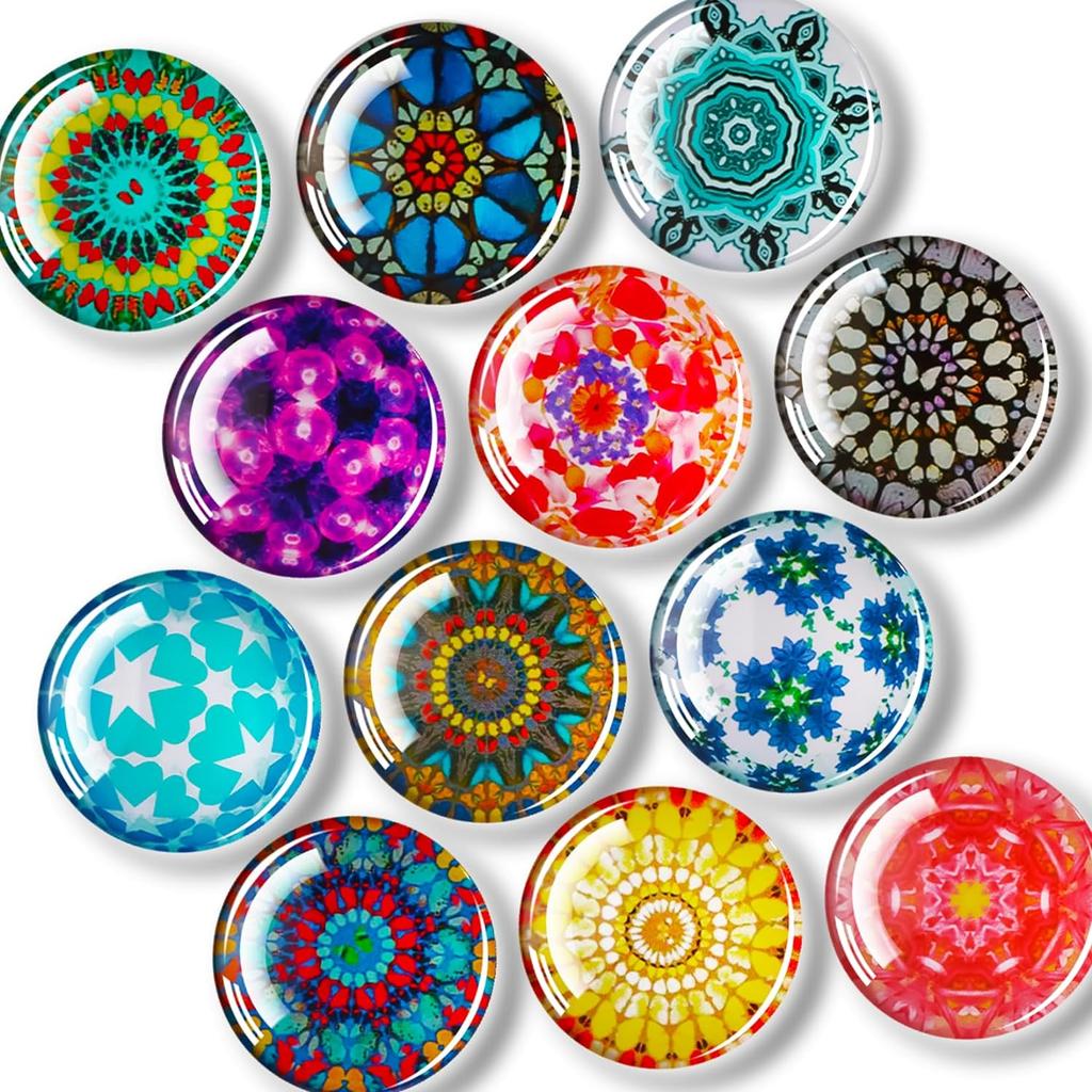 12 Pcs Glass Fridge Magnets Sticker, Strong Refrigerator Magnets Heavy Duty for Whiteboard, Classroom, Kitchen, Office, Home