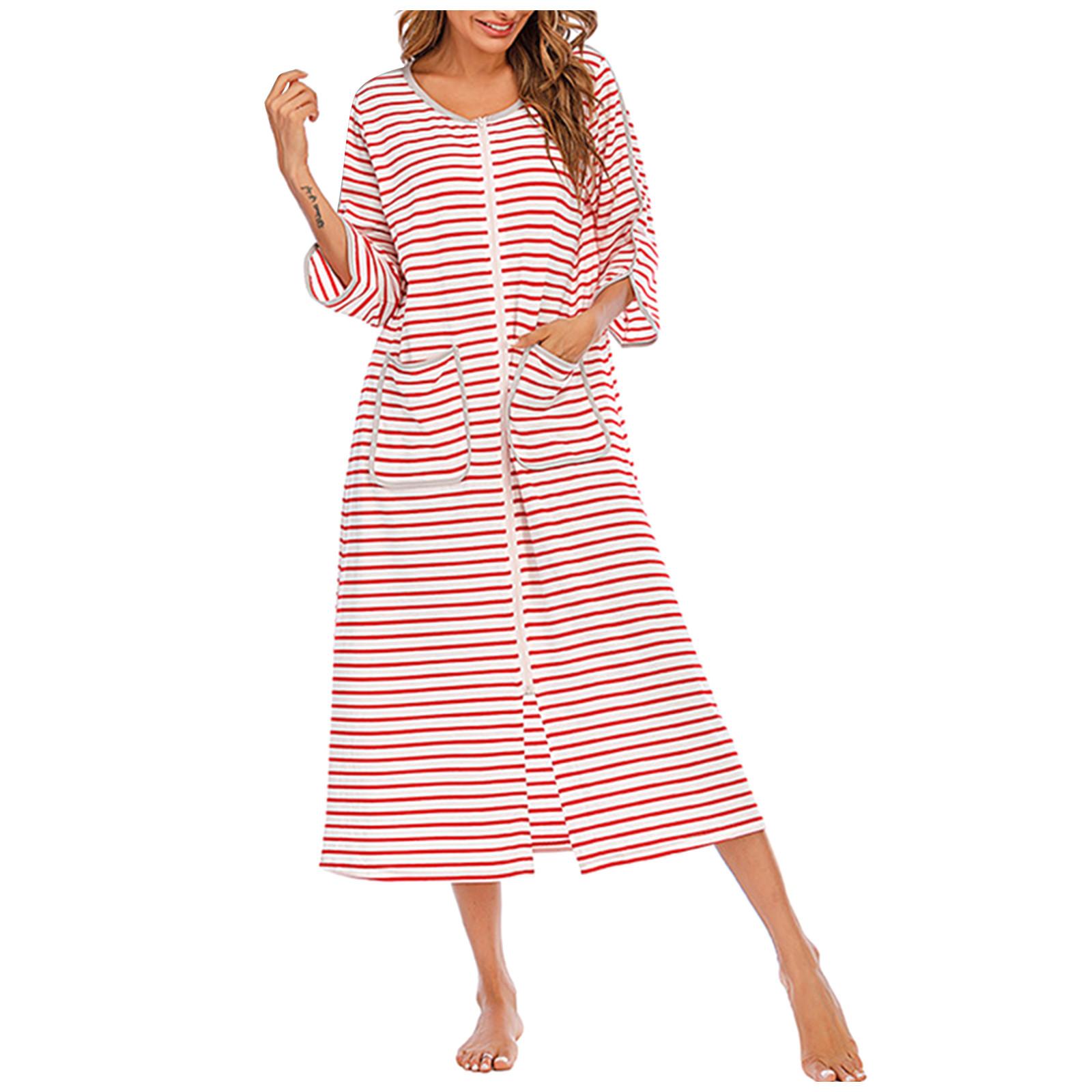 

Модное женское летнее повседневное платье-пуловер с круглым вырезом и полосками и рукавом три четверти L красный