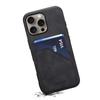 DENIOR For iPhone 16 Pro Case Dual Card Slots PU Leather+TPU+PC Phone Cover