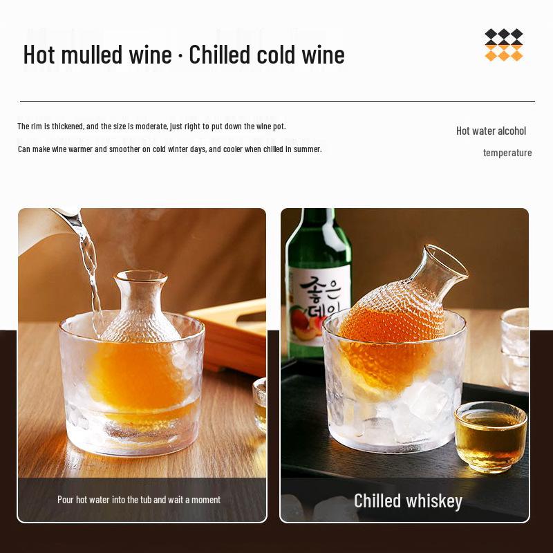 Japanese Golden Sake Decanter Set with Colored Wine Cups