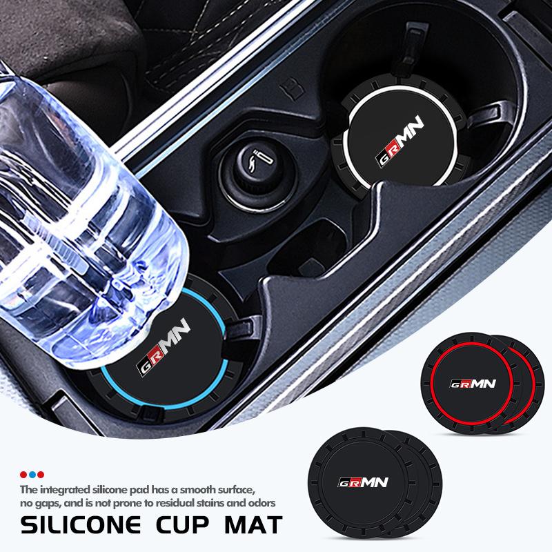 For Toyota Car Waterproof Anti Slip Water Cup Mat Auto Interior Accessories GR Yaris Corolla Prius Aqua Vios Mirai Hilux Auris