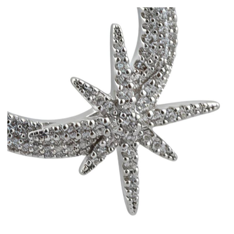 APM Monaco Asymmetrical Six-star Moon Combination, Simple and High-end Design, 925 Silver Earrings, Women's Silver AE11051OX
