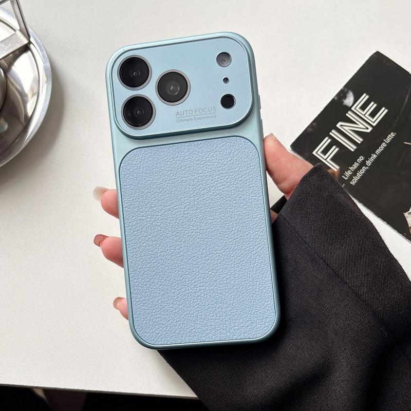 Luxury Bright Candy Colors Leather Case For iPhone 17 16 15 14 13 Pro Max Business Large Window Glass Shockproof Armor Cover