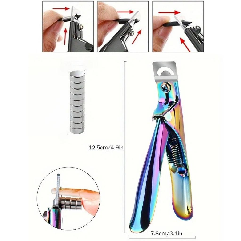 2pcs Premium Stainless Steel Nail Clipper + 15PCS Magnet, Adjustable Settings-Includes U-Shaped & Straight Scissors Nail Trimmer
