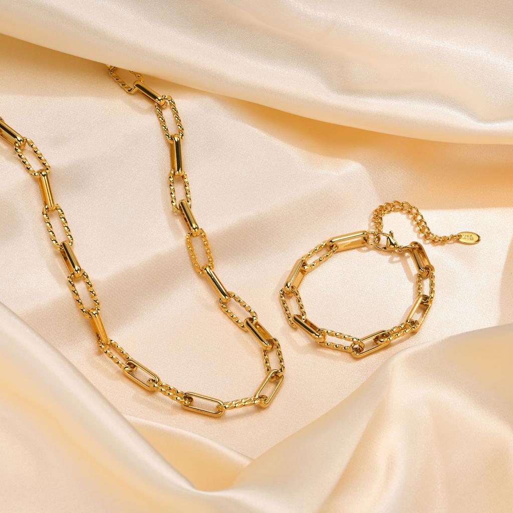 Chunky Link Paperclip Necklace, 18k Gold Plated Stainless Steel, Paper Clip Chain Choker For Women Gift