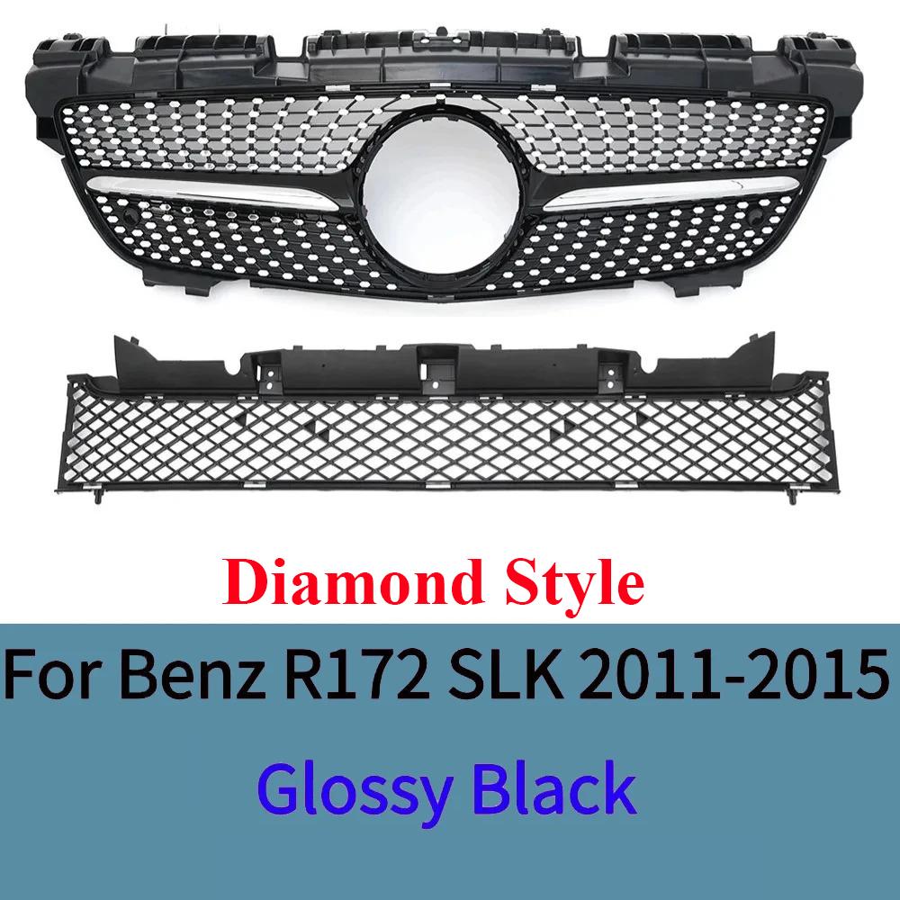 For Mercedes R172 SLK 2011-2015 Front Bumper Grille Mesh Diamond GT Style ABS Plastic Car Styling Tuning Accessories