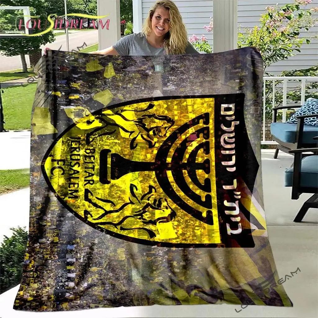 Beitar Jerusalem FC Kinder karierte Decke Cartoon Fußball-Thema Bettwäsche Heimdekoration Überwurf Decke Poster Druck