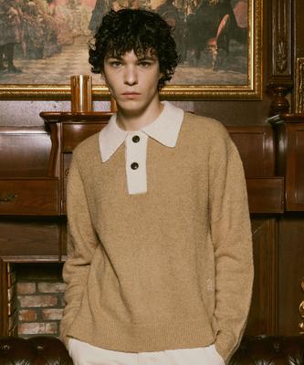 NOWANDTOMORROW Color Block Collar Pullover [3 Color]