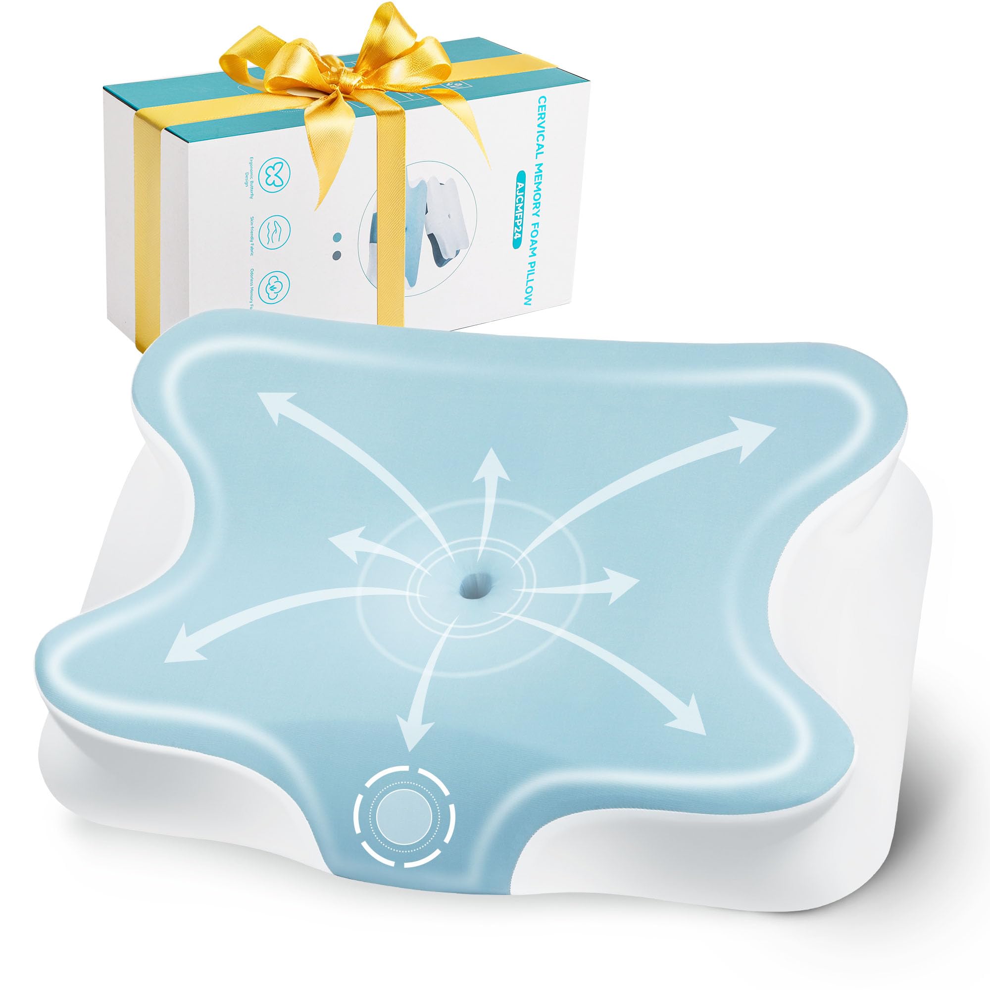 

ALLJOY Летняя охлаждающая подушка с эффектом памяти из пены с эффектом храпа, рассеивающая давление на плечи и тело, без шеи, хороший сон, полая, с эффектом памяти 60D, высокая плотность, жесткая