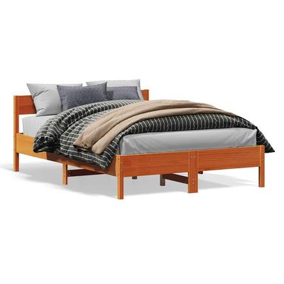 Vidaxl Bed Frame Without Mattress, Waxed Brown, 160X200 Cm, Solid Pine