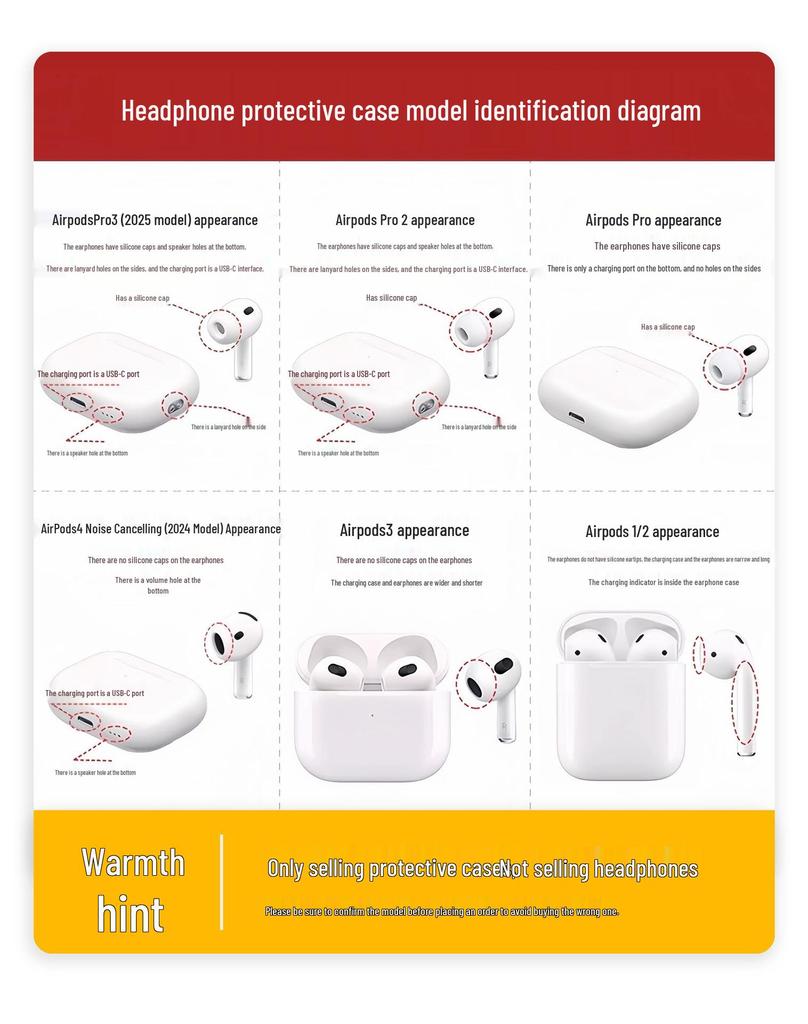 Apple AirPods Pro 2nd Gen & 4th Gen Protective Case - Bluetooth Compatible