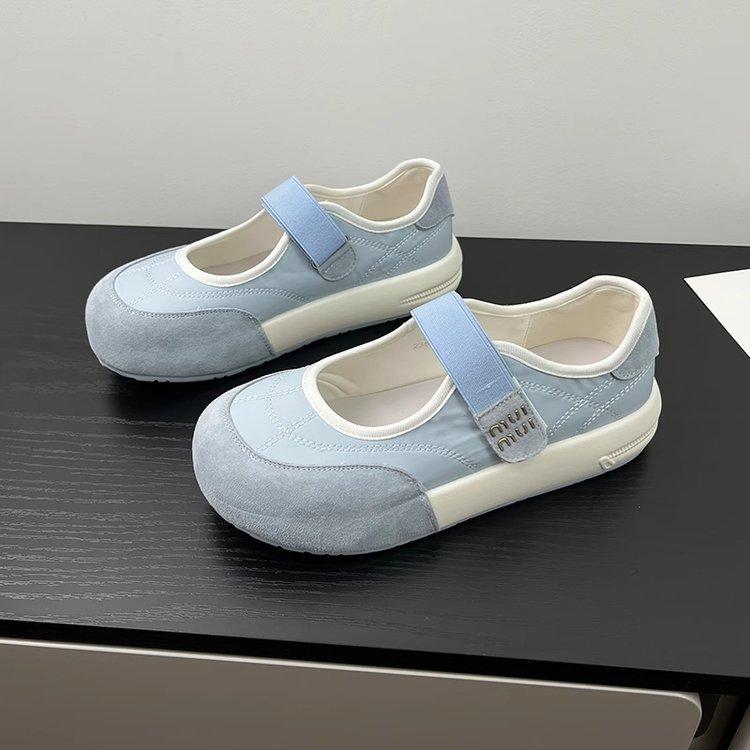 Hässlich süße Mary Jane Schuhe mit flachem Ausschnitt, Klettverschluss, bequeme Mode, vielseitig, Boken Einzelne Schuhe, Ein-Wort-Schnalle, Damenschuhe