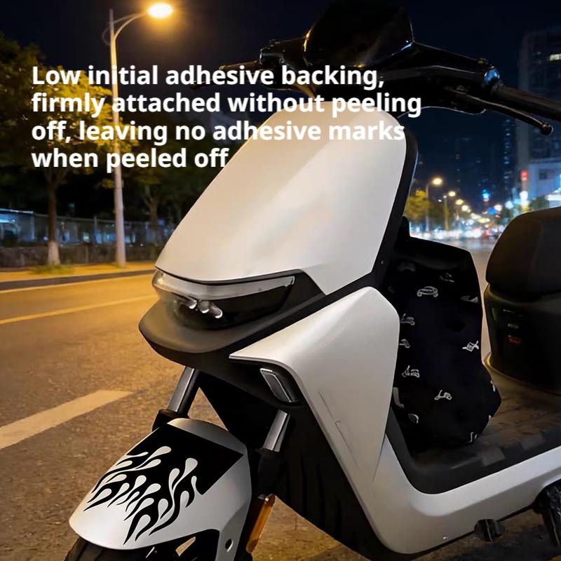 SEAMETAL Waterproof Flame Racing Stripes Reflective Sticker Decal For Motorcycle Electric Scooter Fender Decoration